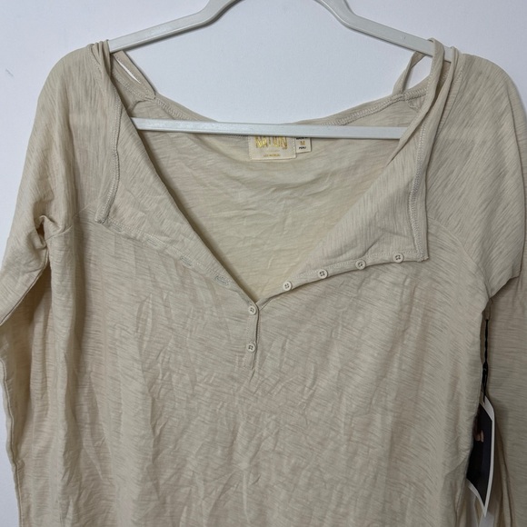 NEW Nation LTD 100% Pima Cotton Long Sleeve Top Size Medium Pearl Ivory Harlow - Picture 3 of 8